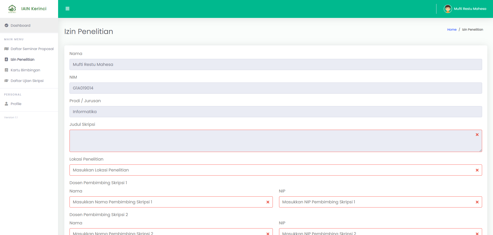Sistem Manajemen Pelayanan Mahasiswa IAIN Kerinci - Teamkito Labs